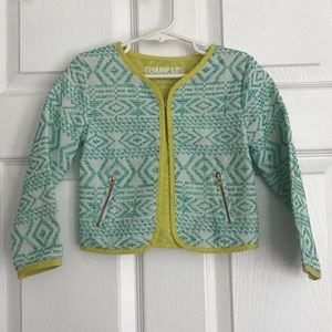Embroidered Green and Aqua zip jacket